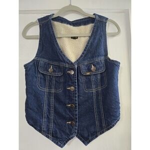 Lee Rider Denim Sherpa Lined Vest Size Small